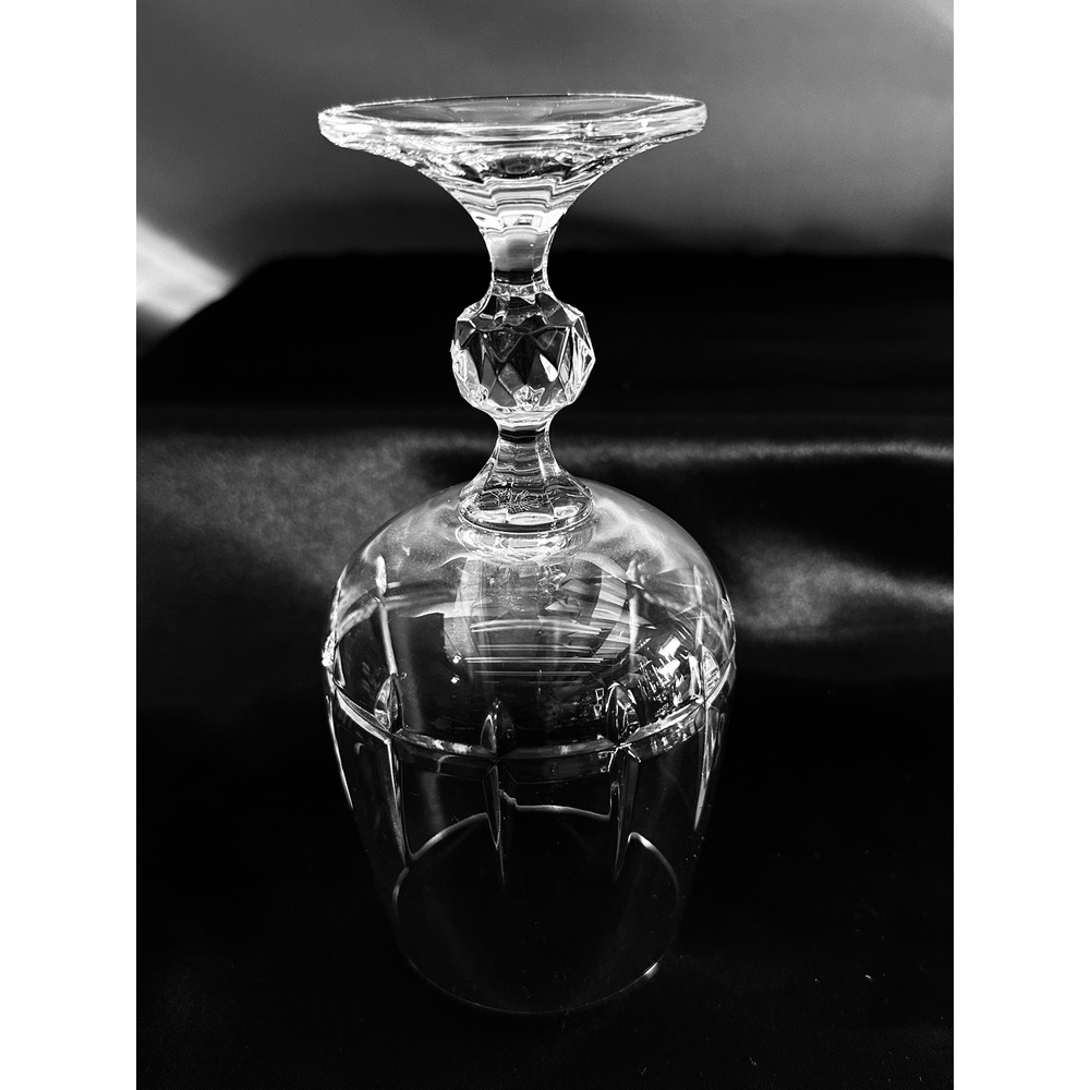 Bohemian Crystal Crystalex Water Goblets Set of 3 Cut Glass Faceted Stem 6 5/8" - Picture 6 of 13